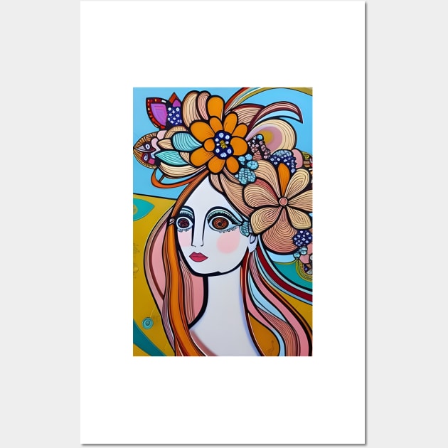 Woman with flowers in her hair Wall Art by Colin-Bentham